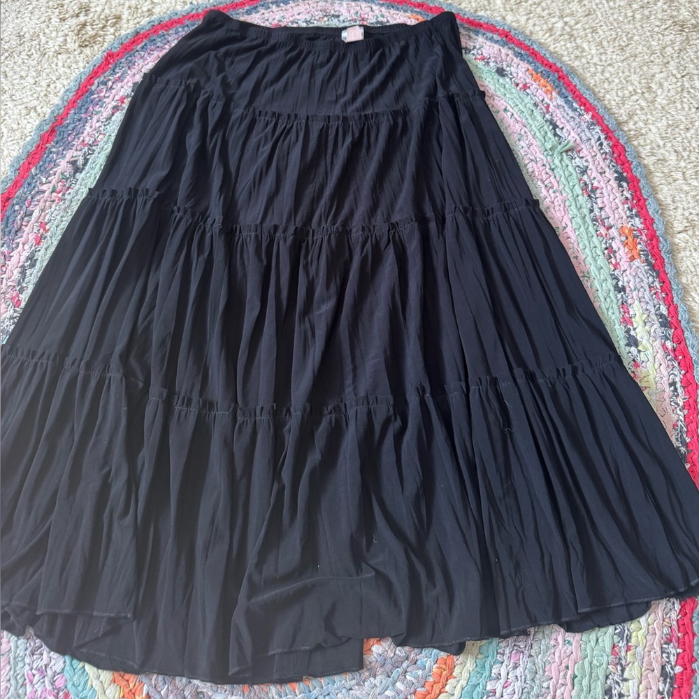 Studio Y Black Tiered Maxi Skirt
